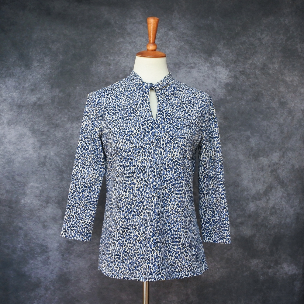 J. McLaughlin Blue Leopard Print Top Size S